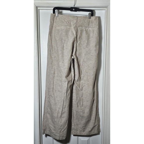 MONKL Linen Blend Set Women's Size Large Wide Leg Pleated Pants Button Up Top - Picture 9 of 12